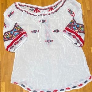 Johnny Was (Biya) Embroidered Peasant Blouse